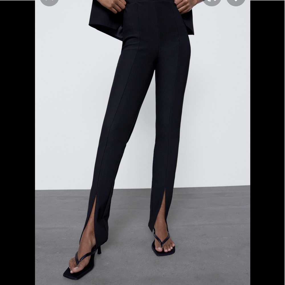 Zara Split Hem Ribbed Pants/Leggings